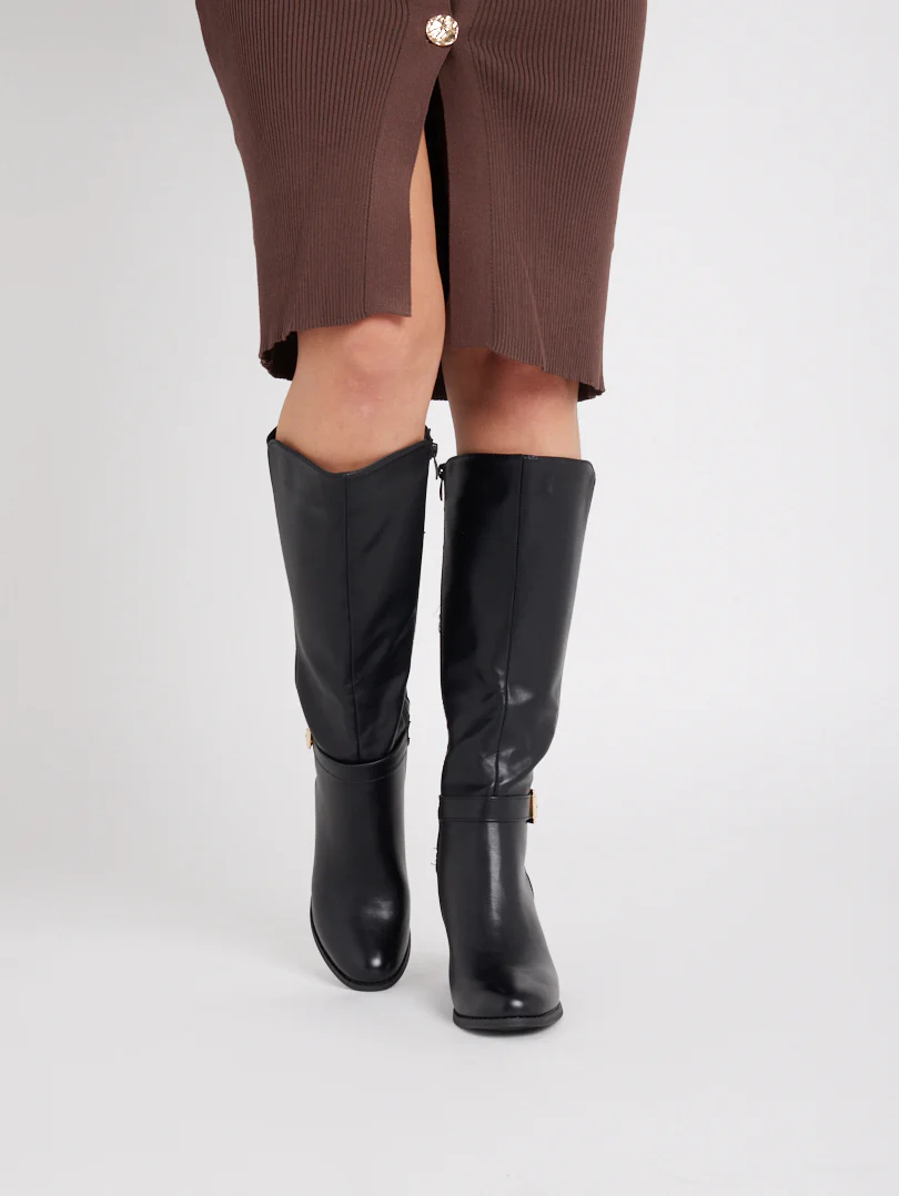 Bottes bi matières talons moyens - Image 10
