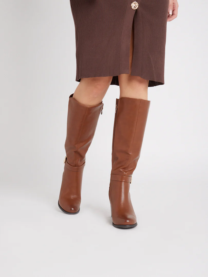 Bottes bi matières talons moyens - Image 2
