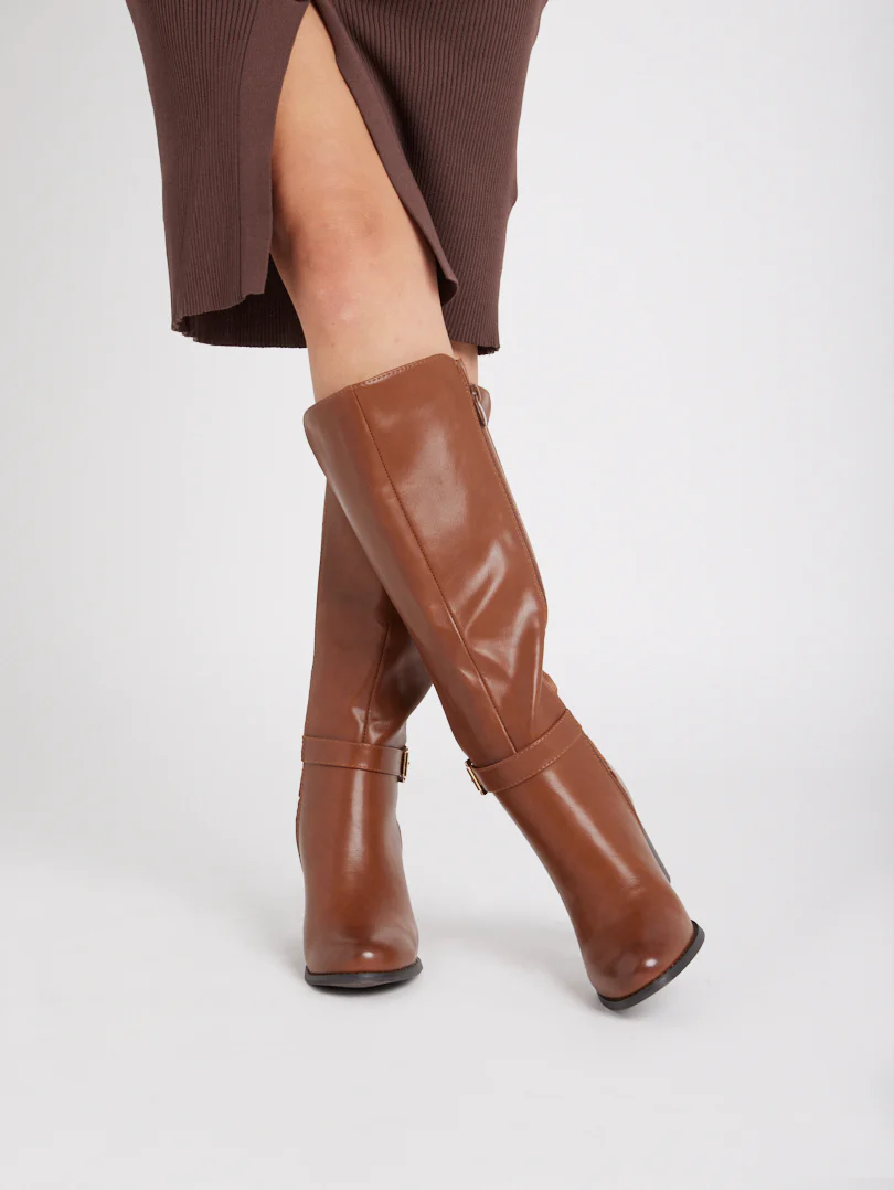 Bottes bi matières talons moyens - Image 3