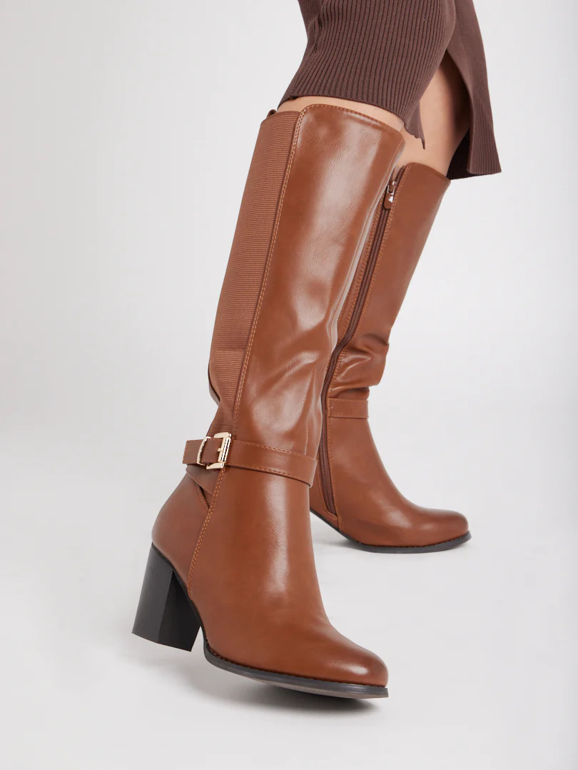Bottes bi matières talons moyens - Image 4