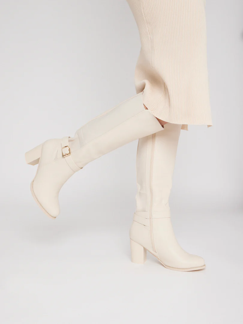 Bottes bi matières talons moyens - Image 5