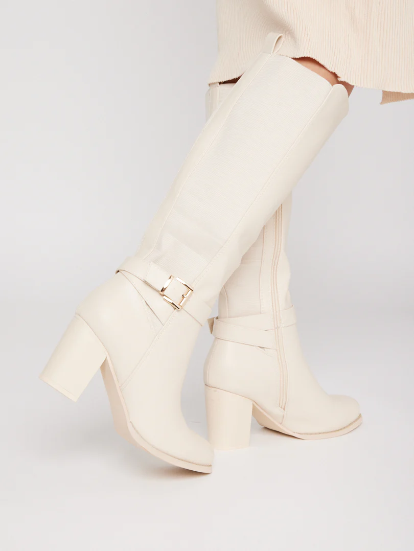 Bottes bi matières talons moyens - Image 6