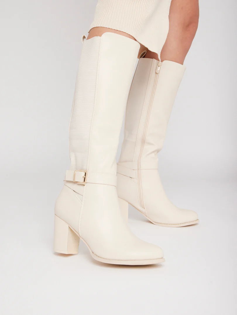 Bottes bi matières talons moyens - Image 7
