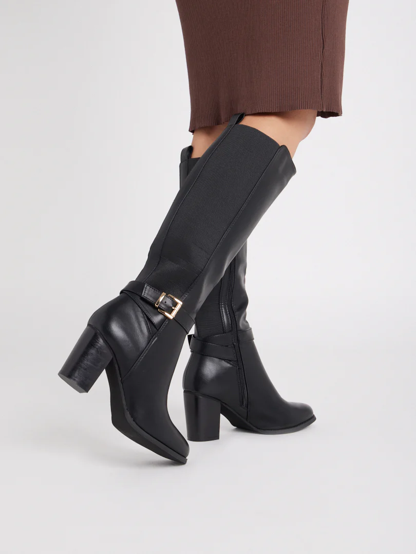 Bottes bi matières talons moyens - Image 9