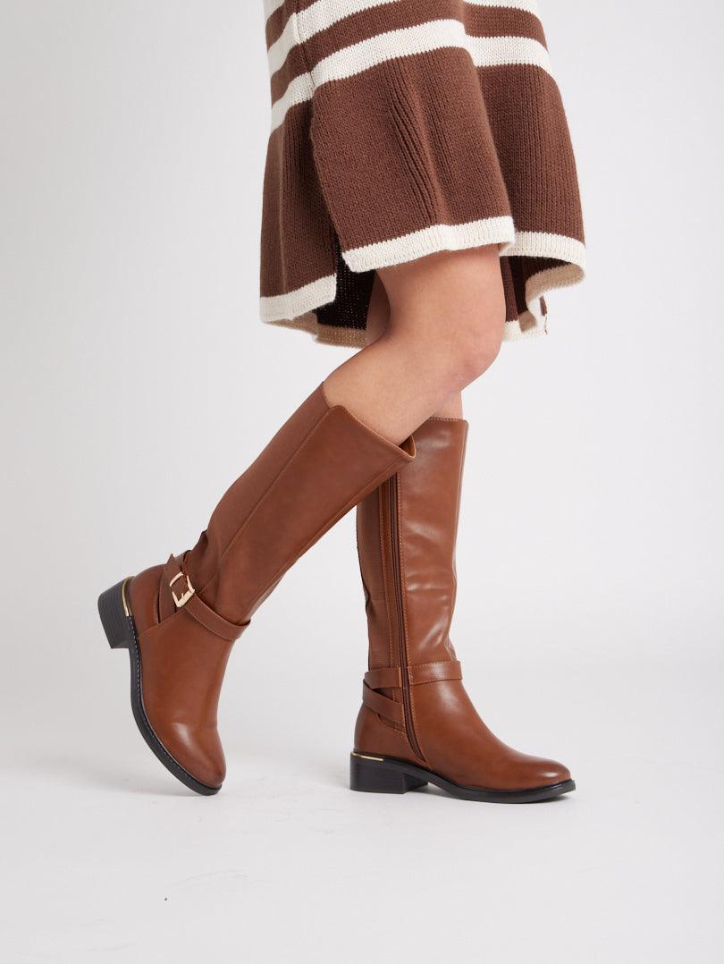 Bottes cavalières bi matières
