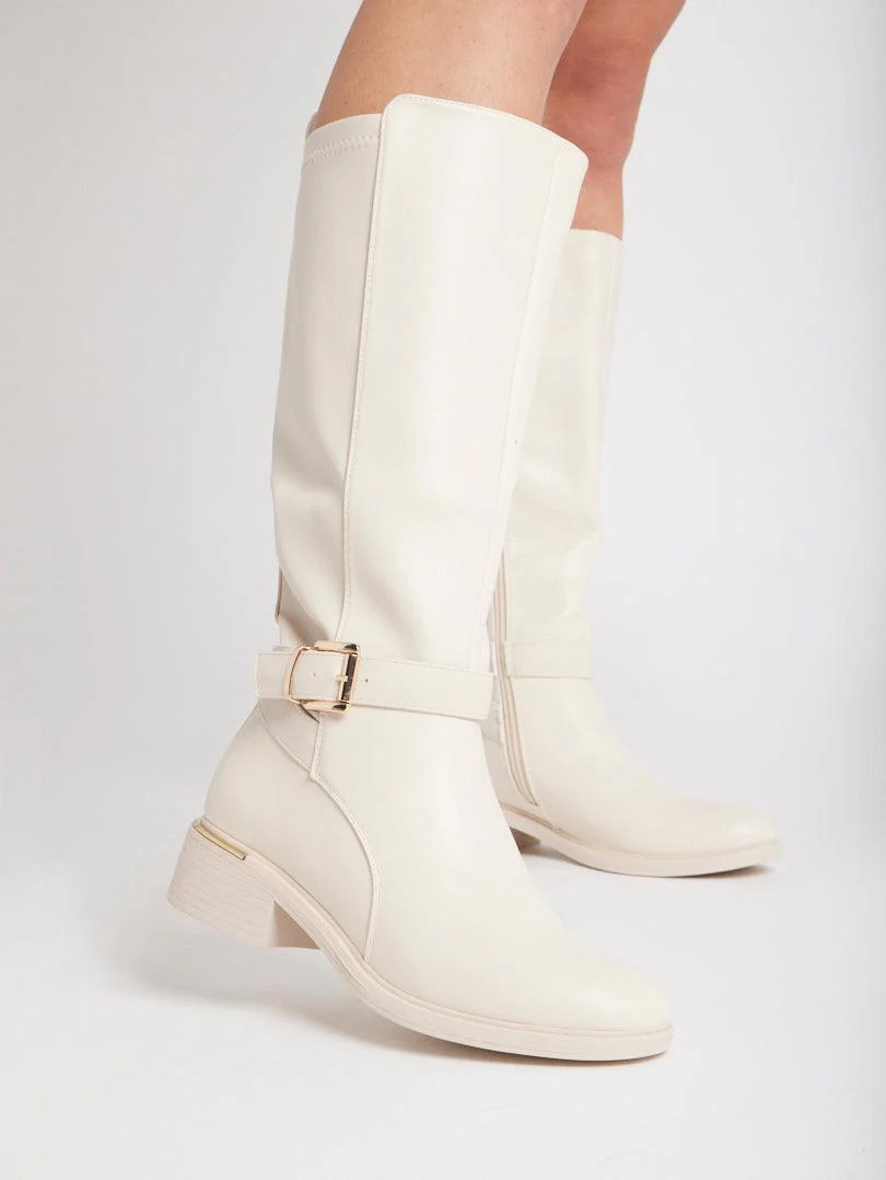 Bottes cavalières bi matières