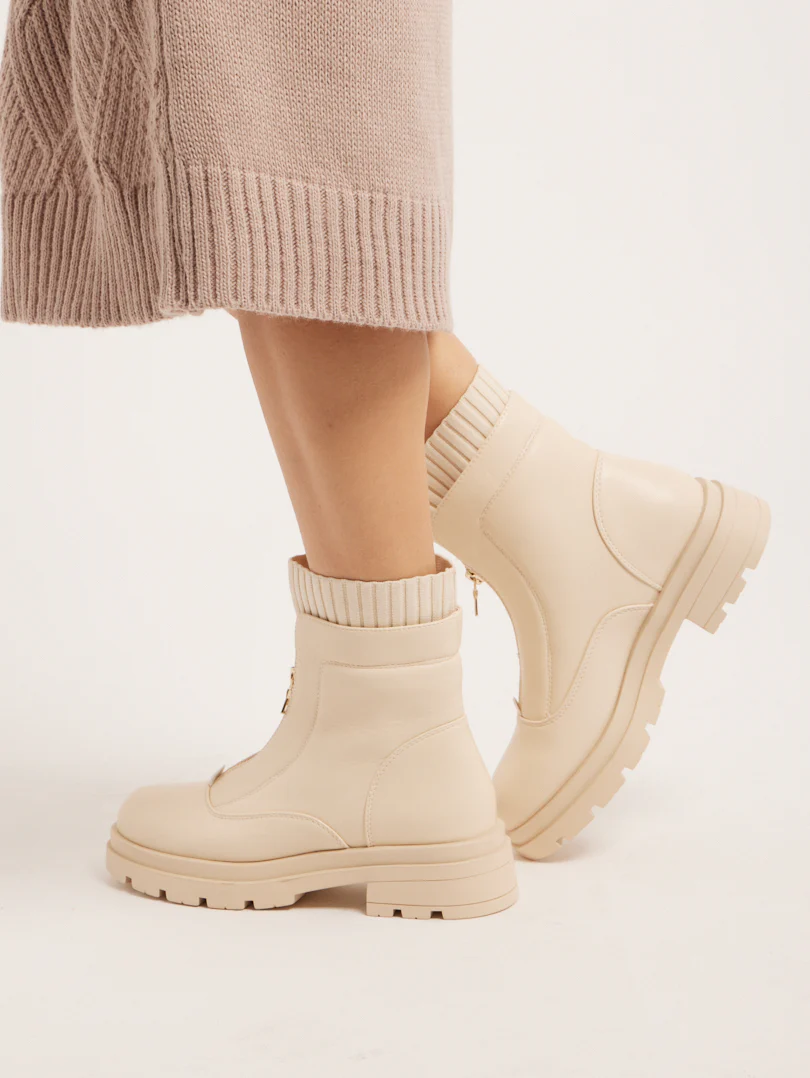 Bottines bi matière avec zip avant - Image 3