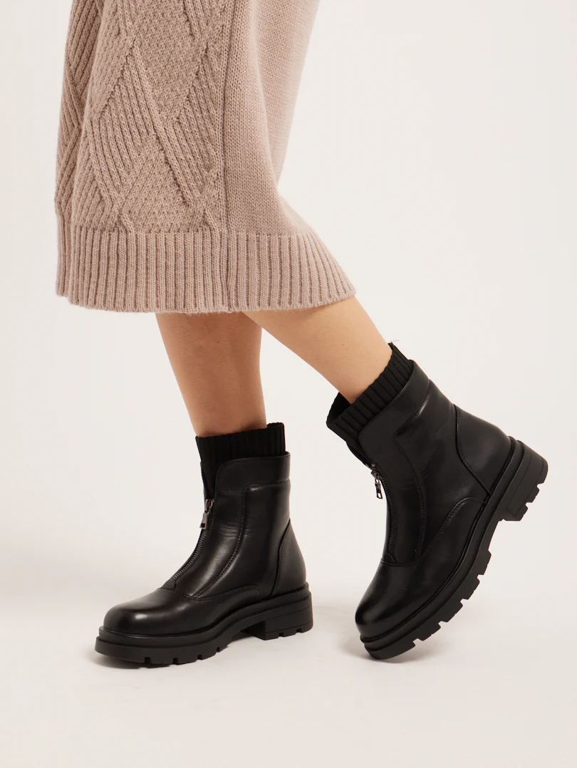 Bottines bi matière avec zip avant - Image 5