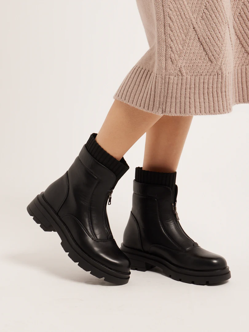 Bottines bi matière avec zip avant - Image 6