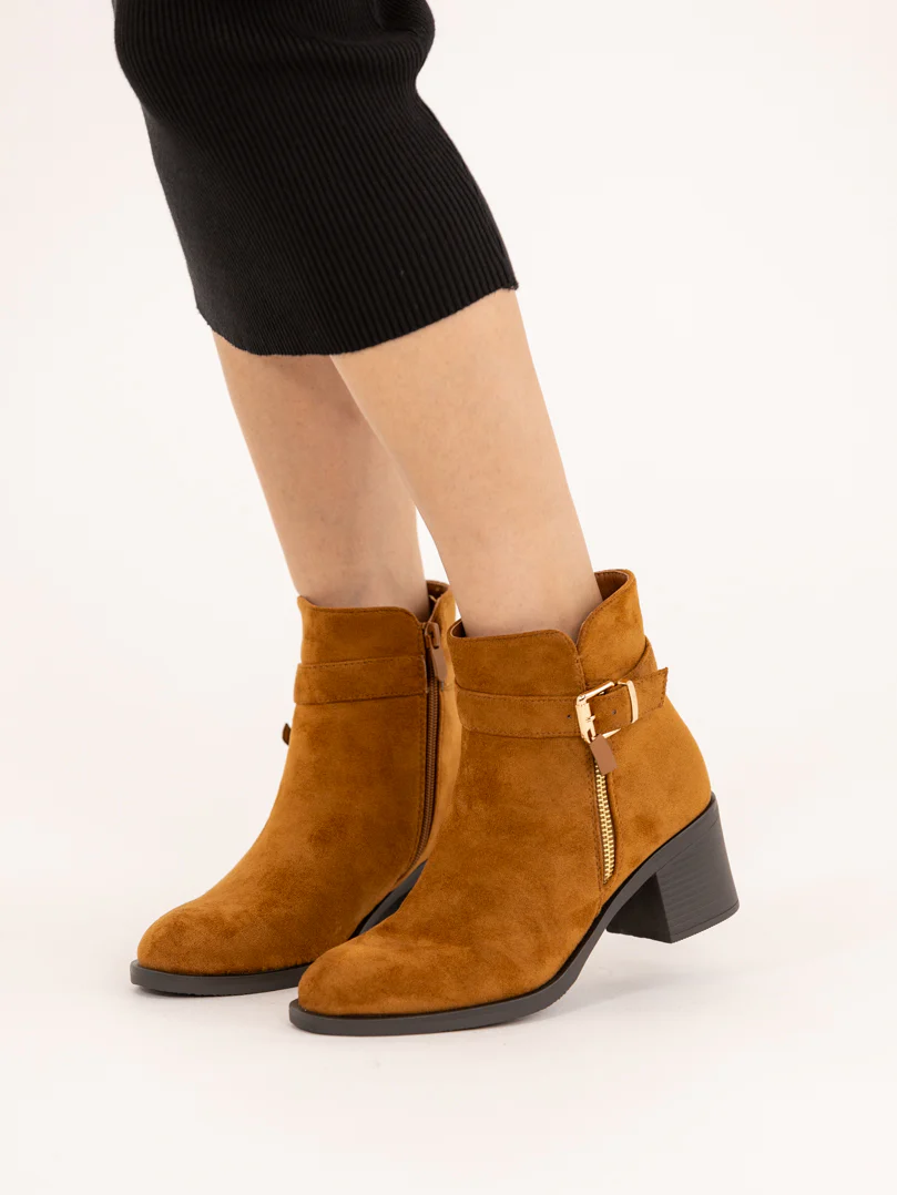 Bottines en suédine à zip décoratif