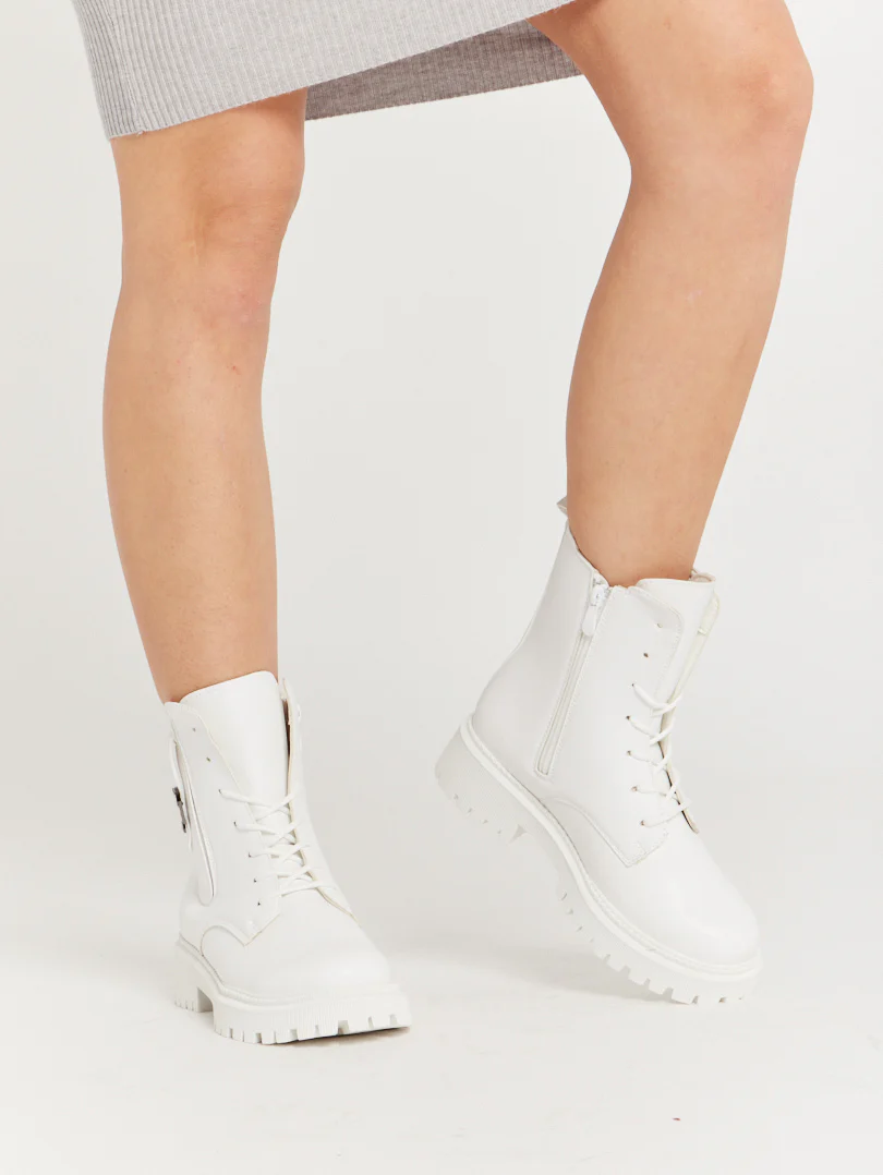 Bottines militaires blanches - Image 3