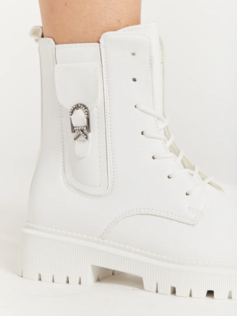 Bottines militaires blanches - Image 4