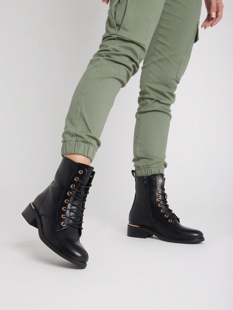 Bottines militaires détails dorés - Image 7