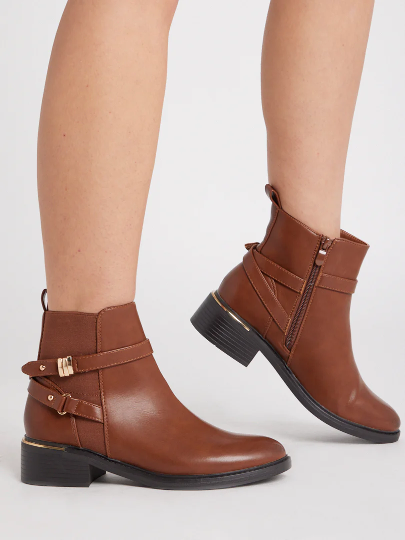 Bottines plates bi matières