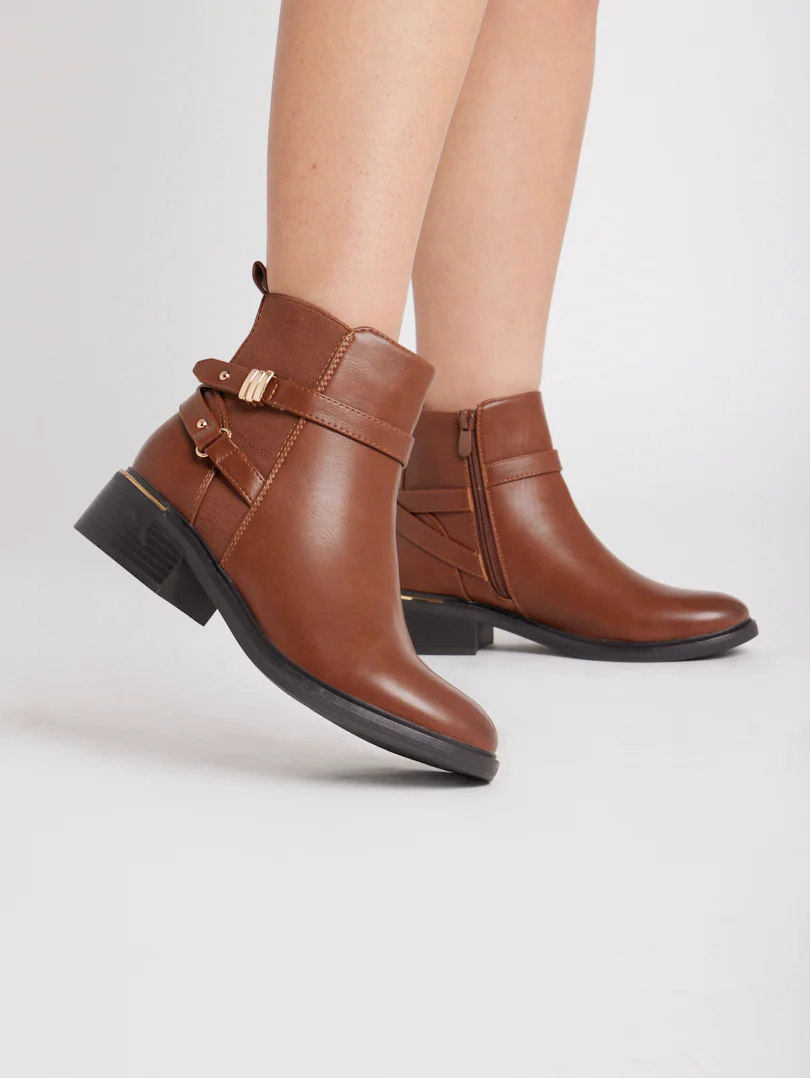 Bottines plates bi matières - Image 3