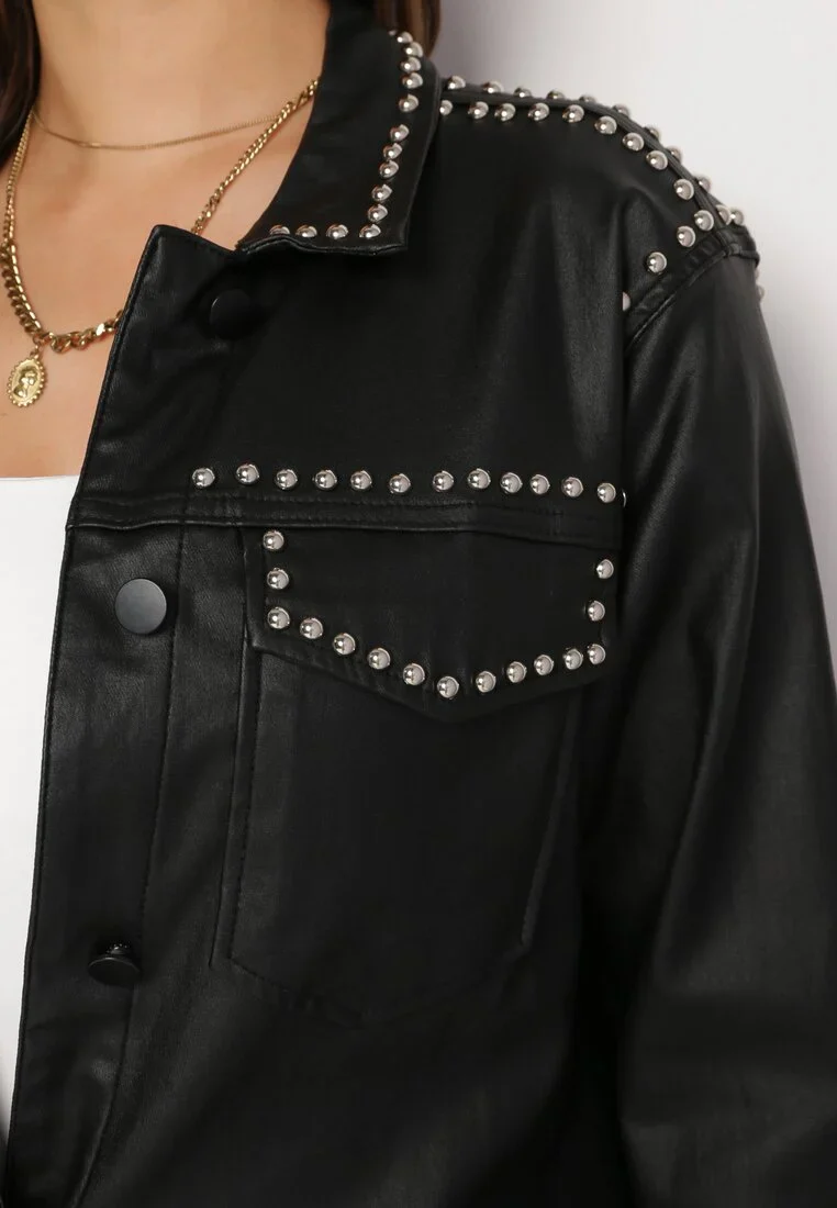 Chemise noire en simili cuir - Image 5