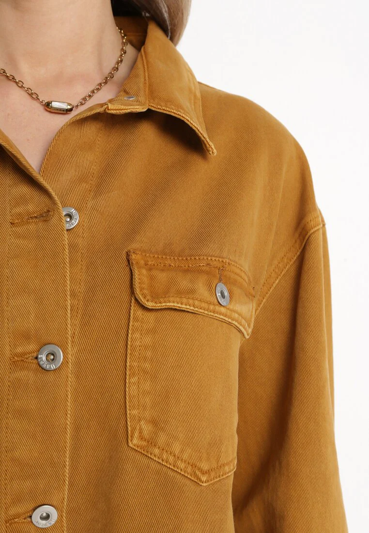Chemise veste en jean en coton camel - Image 5