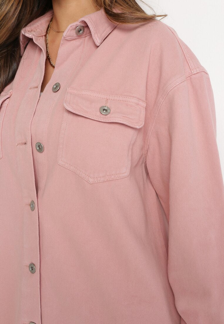 Chemise veste en jean en coton rose - Image 5