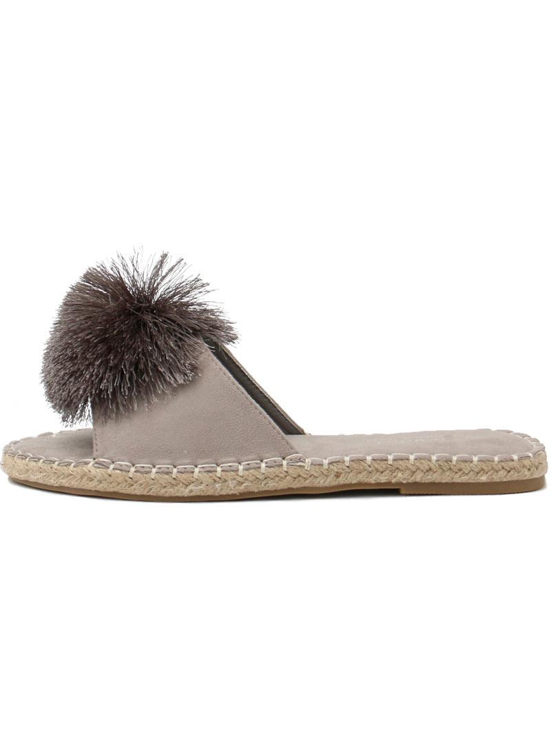 Claquette à pompon en simili velours - Image 3