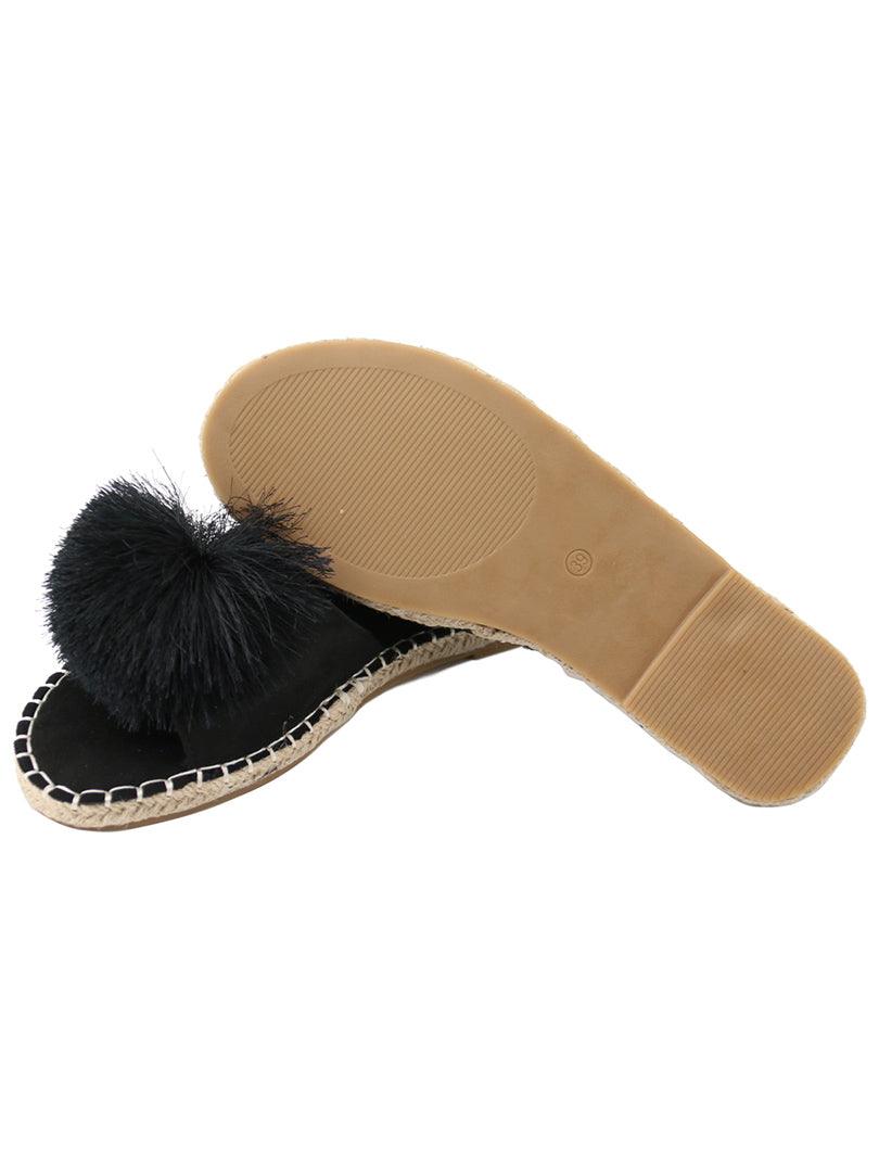 Claquette à pompon en simili velours - Image 7