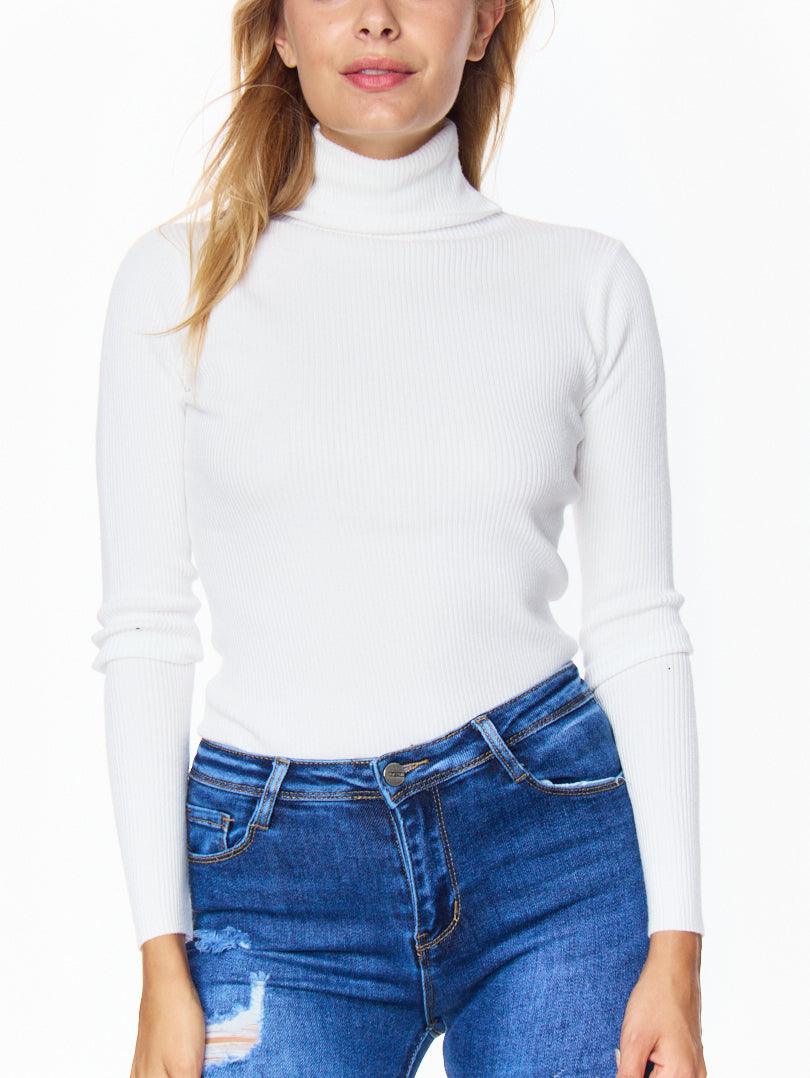 Pull col roulé en maille fine côtelée - Image 11