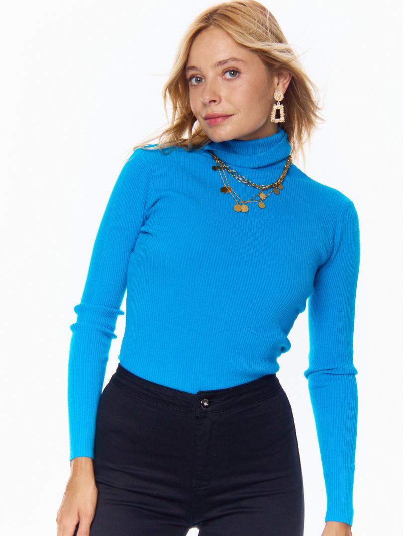 Pull col roulé en maille fine côtelée - Image 14