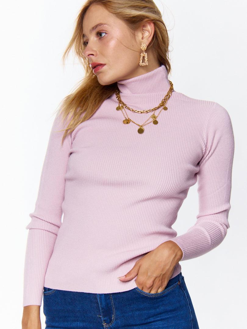 Pull col roulé en maille fine côtelée - Image 21