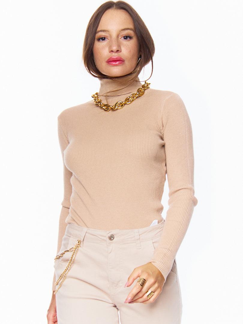 Pull col roulé en maille fine côtelée - Image 24