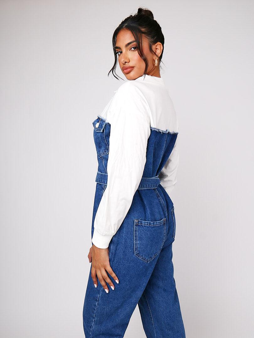 Combinaison denim bicolore bleu - Image 3