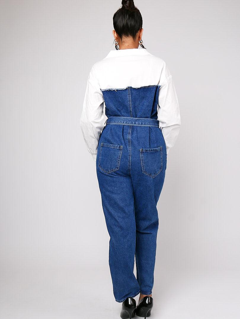 Combinaison denim bicolore bleu - Image 4