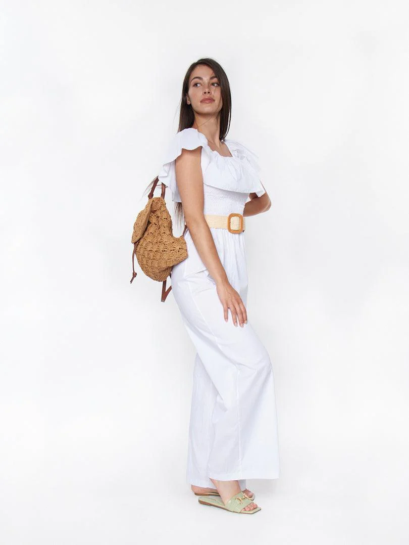 Combinaison pantalon col bardot avec ceinture - Image 7