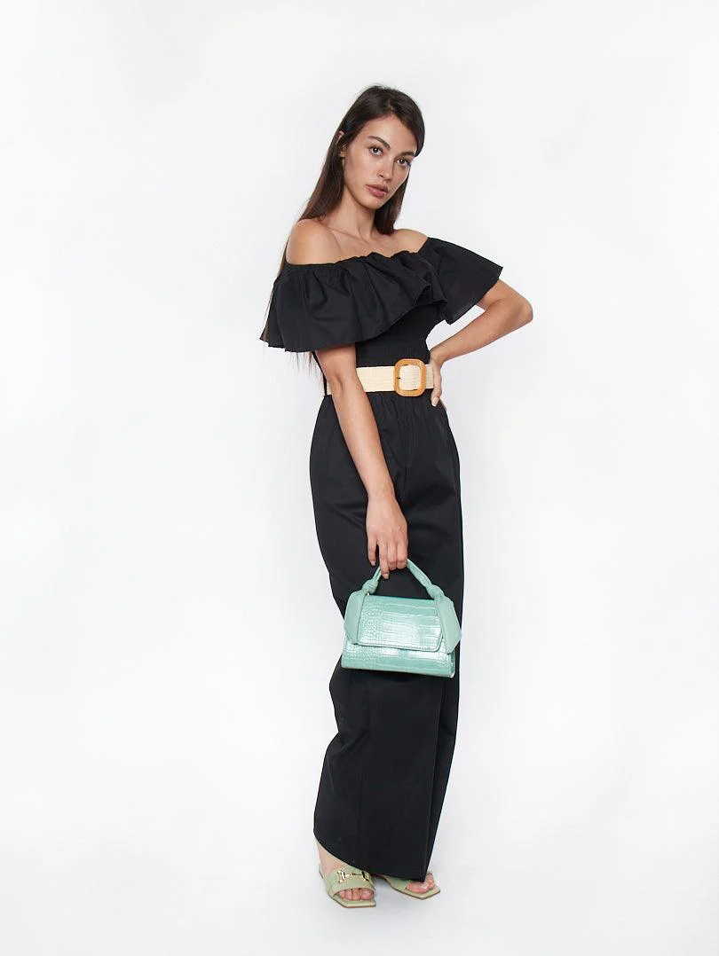 Combinaison pantalon col bardot avec ceinture - Image 8