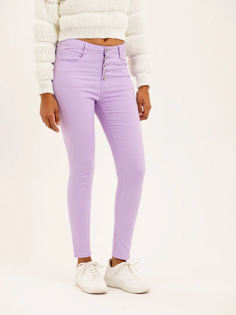 Jean slim violet clair taille haute - Image 2