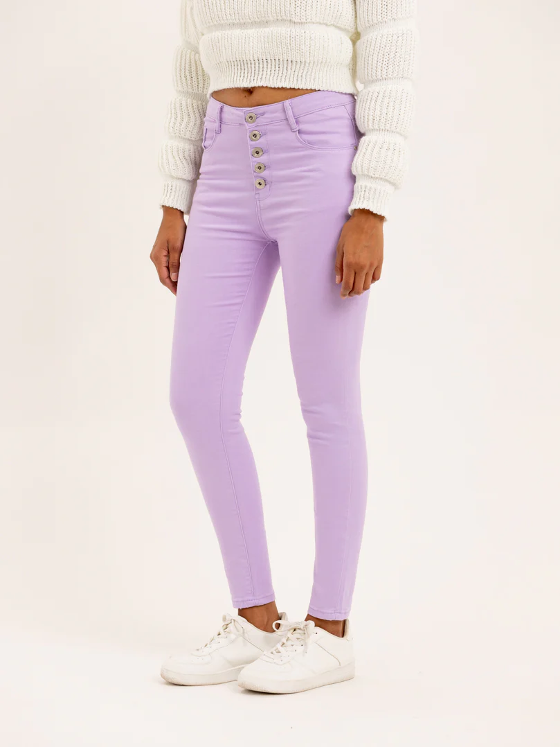 Jean slim violet clair taille haute - Image 3