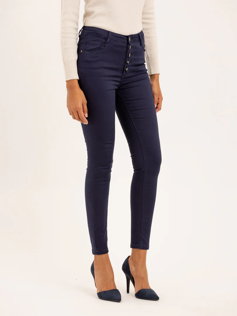Jean slim bleu marine taille haute - Image 2