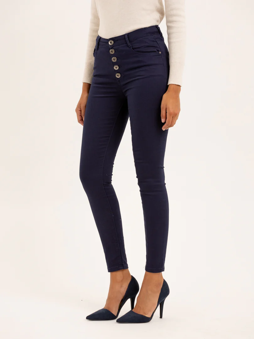 Jean slim bleu marine taille haute - Image 3