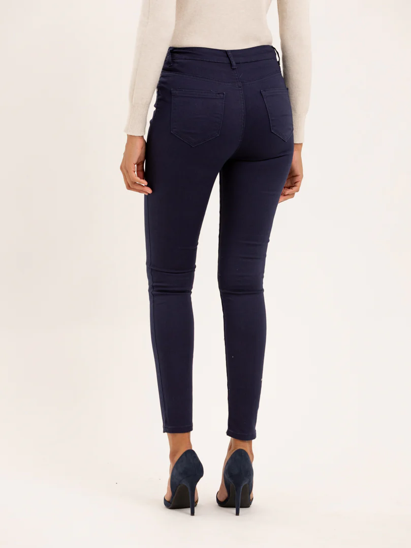 Jean slim bleu marine taille haute - Image 4