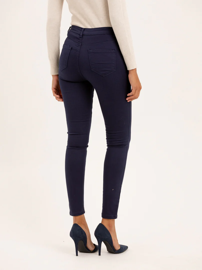 Jean slim bleu marine taille haute - Image 5