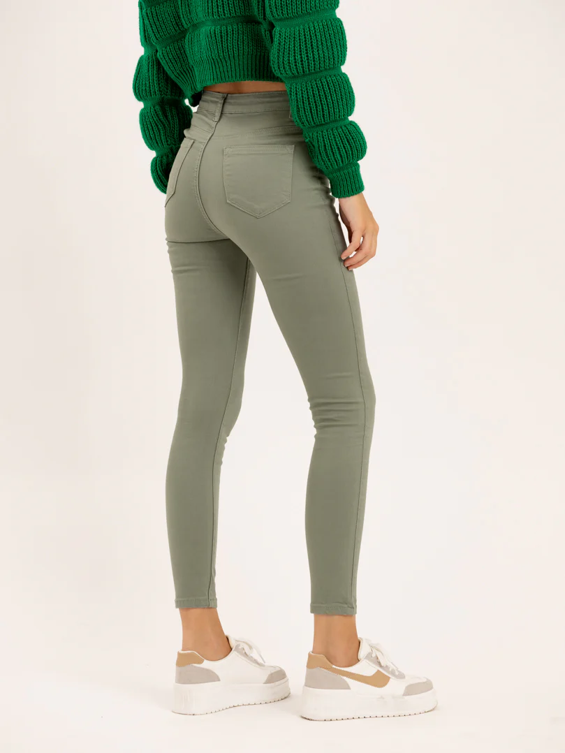 Jean slim kaki taille haute - Image 4