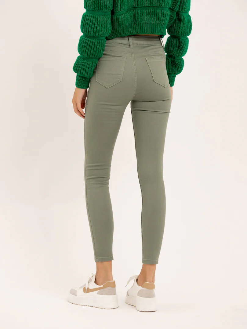 Jean slim kaki taille haute - Image 5