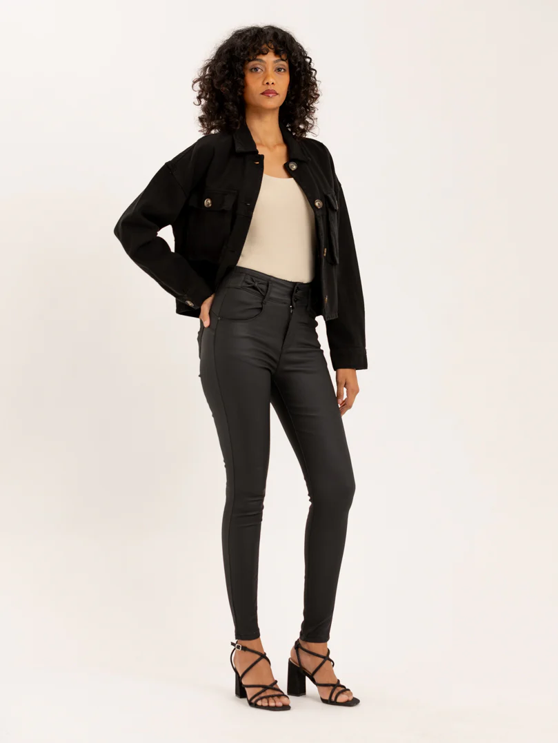 Pantalon skinny effet cuir double rangeé de boutons - Image 2