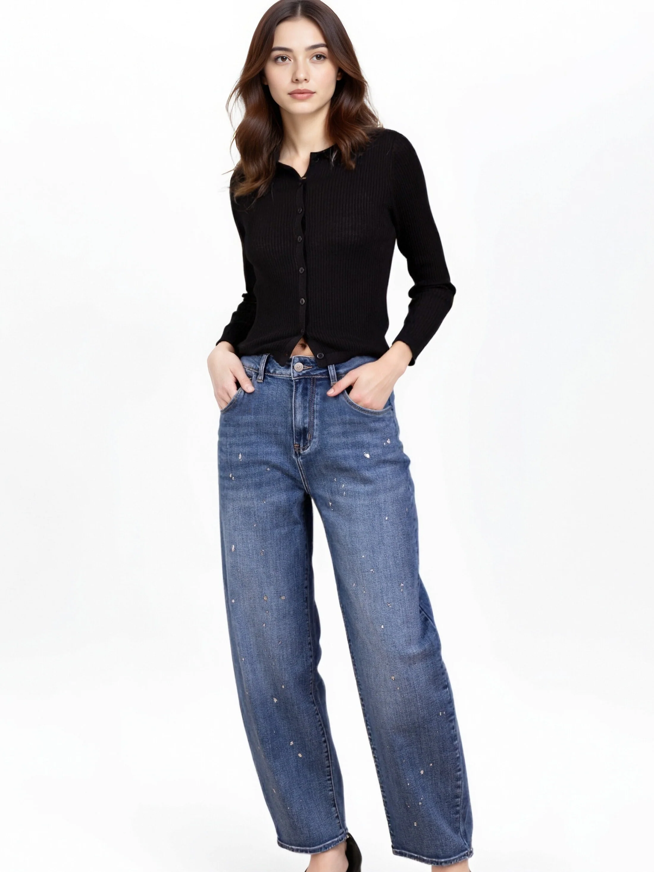 Jean Banana Fit Bleu Scintillant – L’Éclat du Confort Élégant