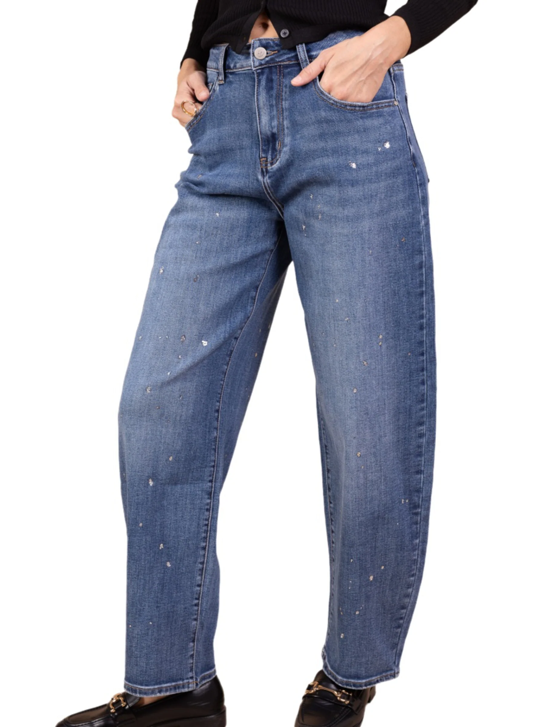 Jean Banana Fit Bleu Scintillant – L’Éclat du Confort Élégant - Image 2