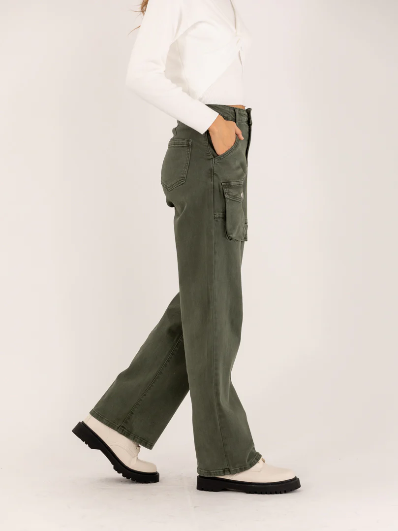 Jean cargo droit kaki - Image 3