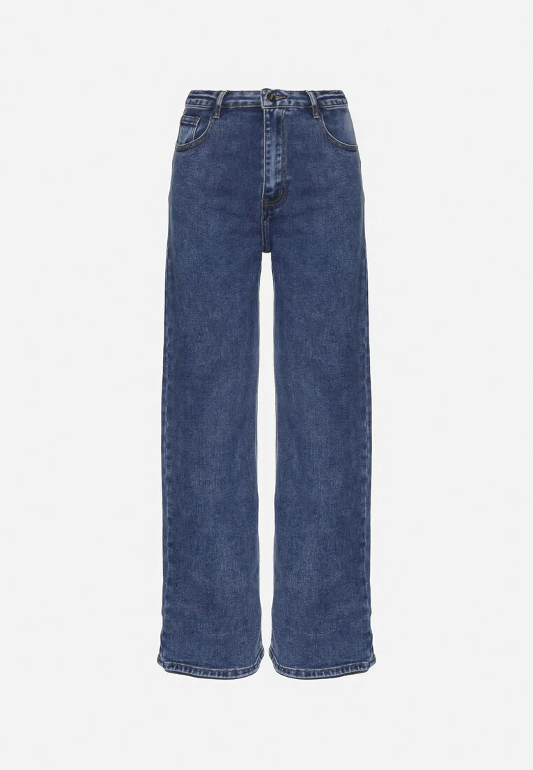 Jean décontracté bleu marine à jambes larges et taille haute - Image 5
