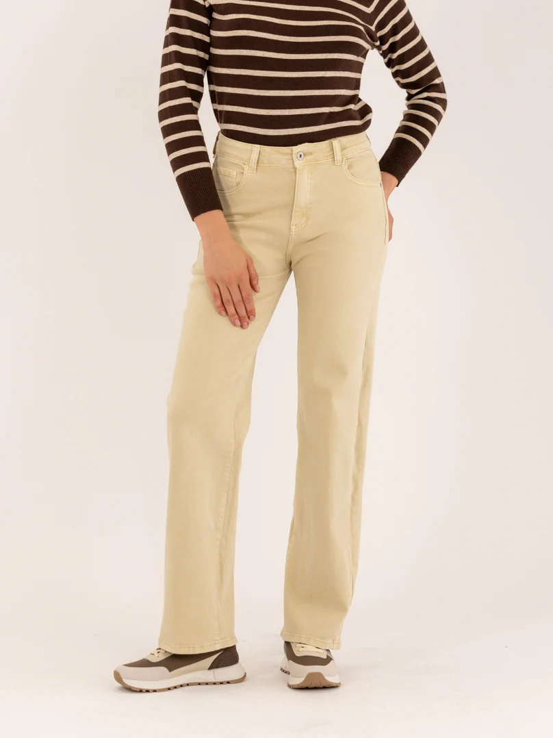 Jean droit large classique beige - Image 2