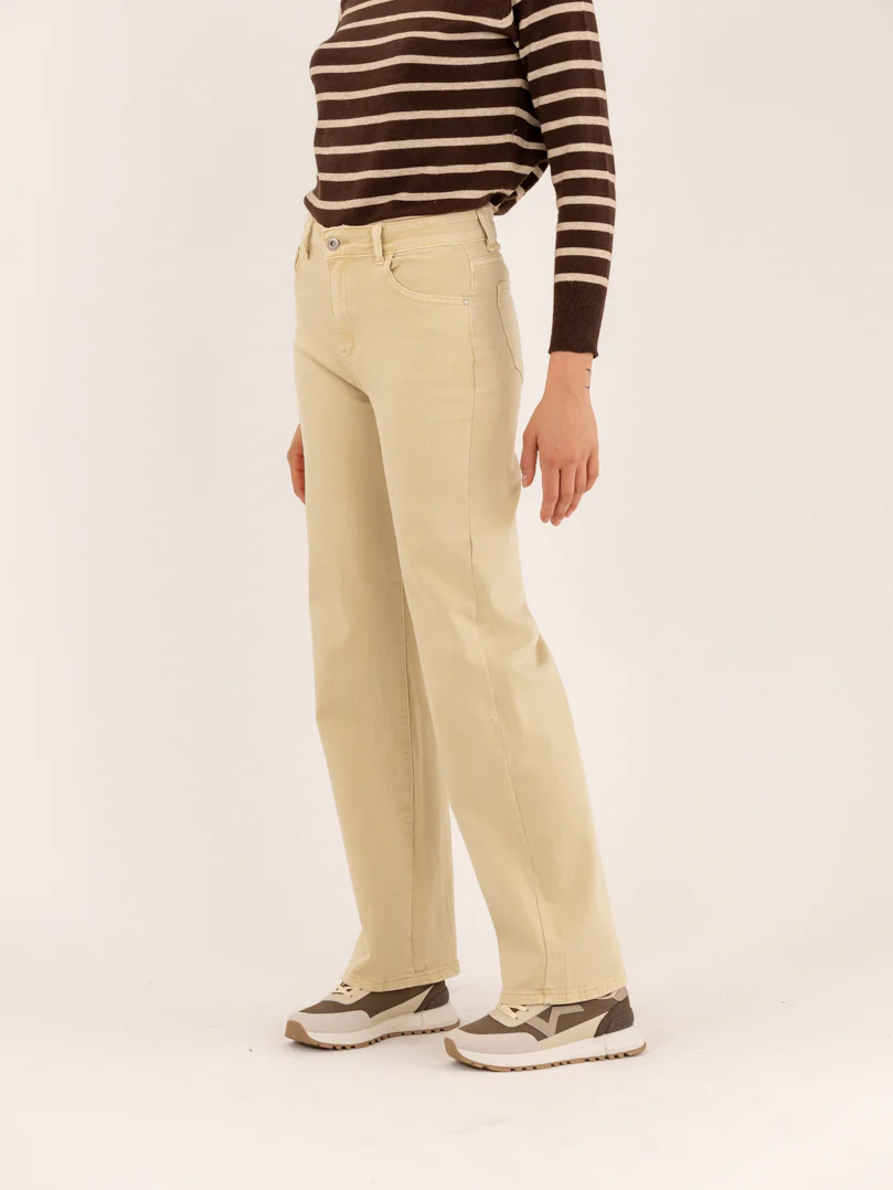 Jean droit large classique beige - Image 3