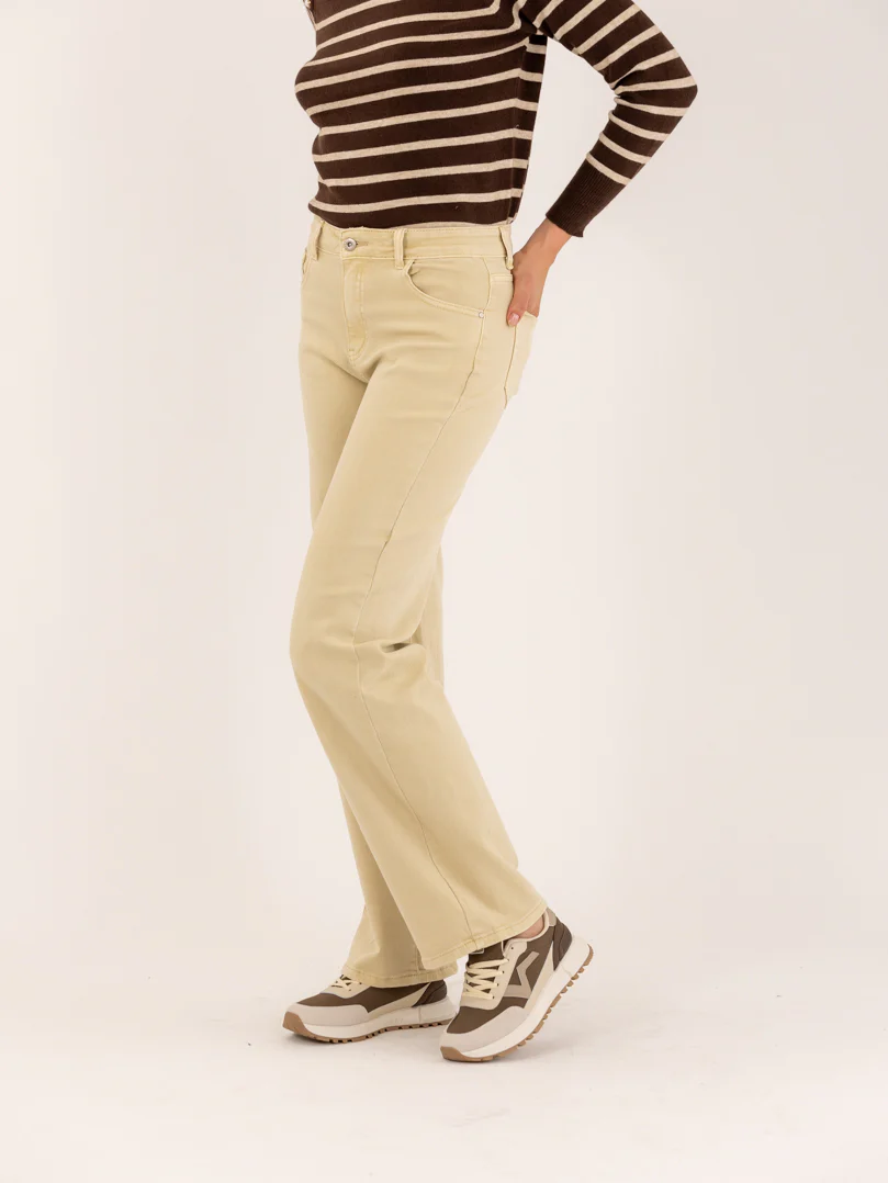 Jean droit large classique beige - Image 4
