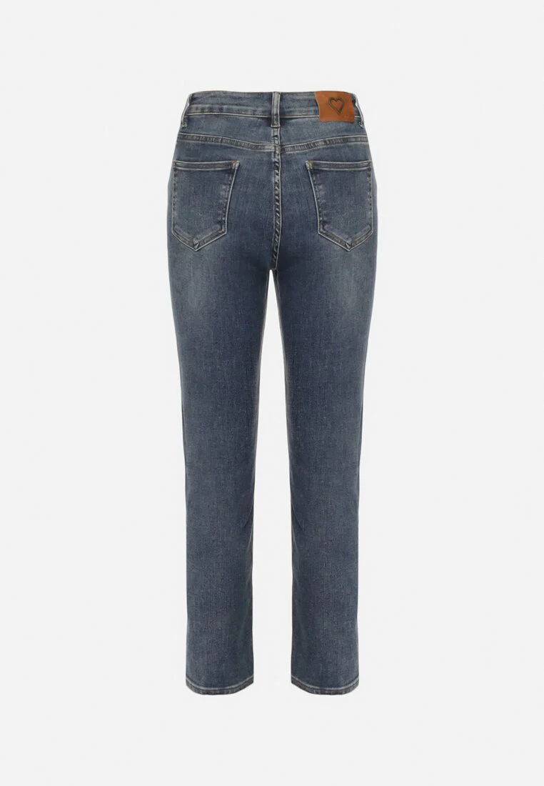 Jean droit taille haute bleu délavé - Image 3