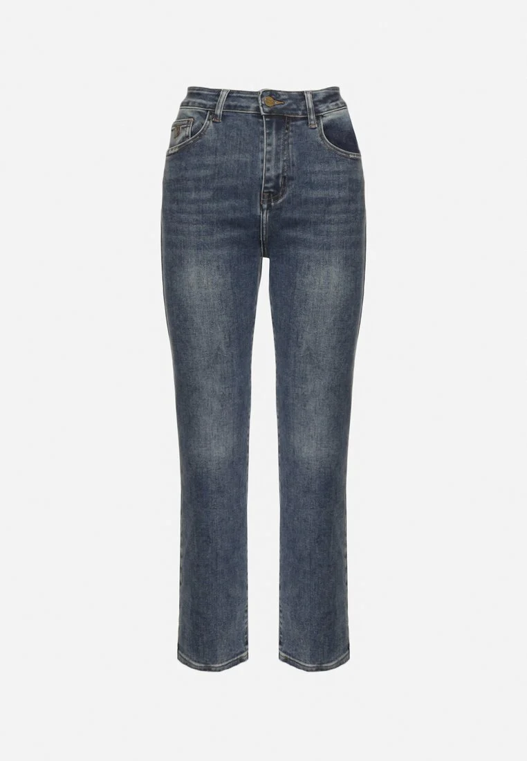 Jean droit taille haute bleu délavé - Image 7